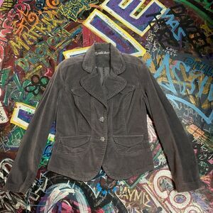 Vintage 90s Hikit Jeans Corduroy Jacket - Gray Purple with Rhinestone Buttons